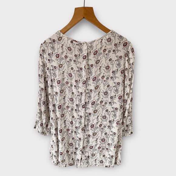 Fat Face Blouse Top UK 10 Ivory Natural Multi Floral Print Button Back Boho - Picture 4 of 12